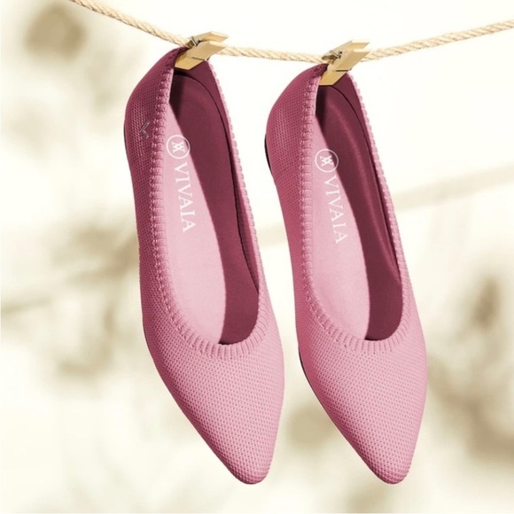 Vivaia Pointed-Toe Flat Dancers Mauve Pink Size 39, US 8 Ballet Flats Casual - Picture 8 of 15